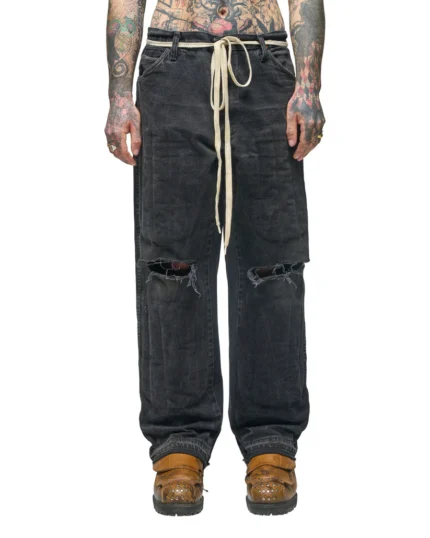 PADDED RIDING DENIM JEANS BLK