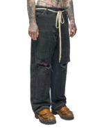 PADDED RIDING DENIM JEANS BLK